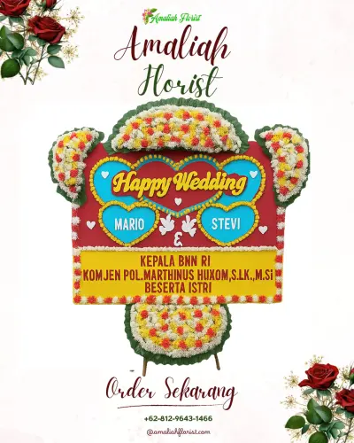 Karangan Papan Bunga Pernikahan di Wargaluyu